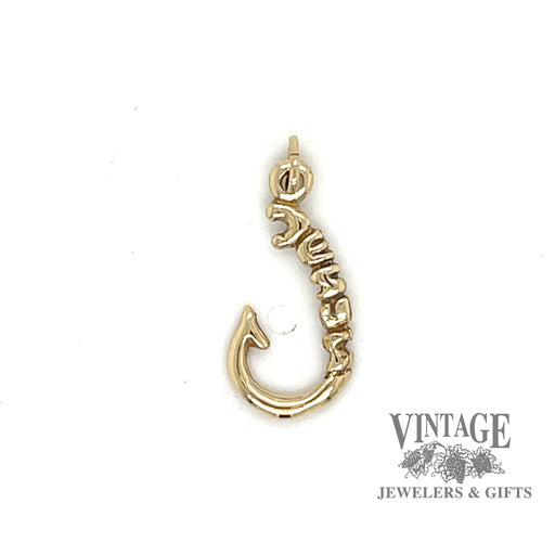 “Jesus” Mariner's hook 14k gold pendant.