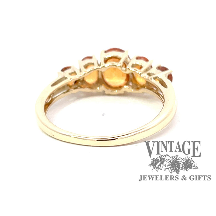 10 karat yellow gold 5-stone mandarin garnet ring, underside