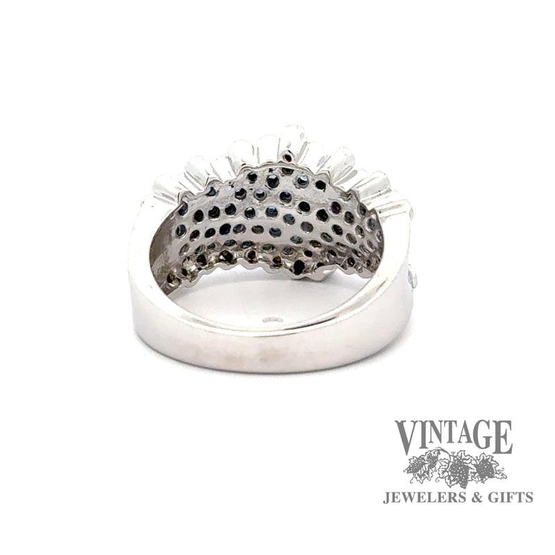 14kw gold sapphire pave and diamond ring, under side ￼