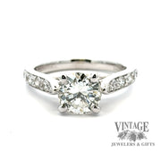 14 karat white gold 1.4 ctw natural diamond estate engagement ring