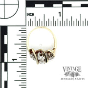 14ky gold .88ctw diamond freeform diagonal design cluster ring.88ctw diamond freeform cluster ring with scale