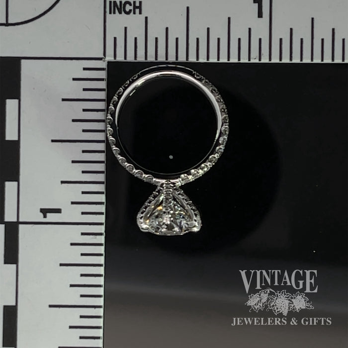 3 CTW lab diamond 14KW gold pave ring scale