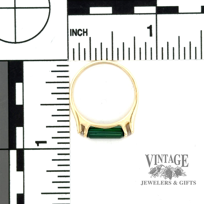 14ky gold 1.75ct green tourmaline and diamond ring with scale