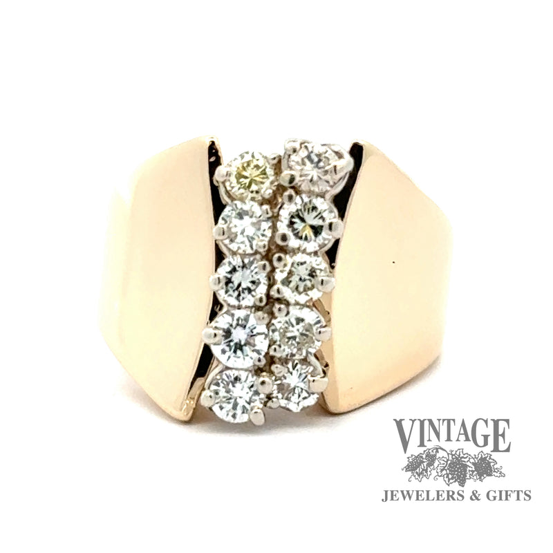 14ky gold 1ct Diamond cluster tapered ring