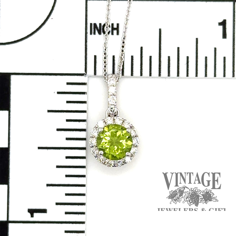 Peridot and diamond 18kw gold pendant scale