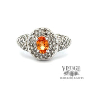 10kw gold oval spessartine diamond pave ring