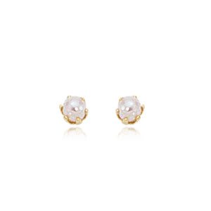14 karat yellow gold 2.5mm cultured fresh water pearl baby stud pierced earrings
