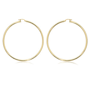 14 karat yellow gold extra large pierced tube hoop earrings