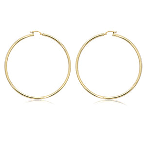 14 karat yellow gold extra large pierced tube hoop earrings