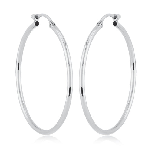 14 karat white gold medium tube hoop pierced earrings