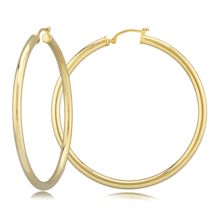 14 karat yellow gold XLG tube hoop pierced earrings