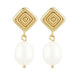 14 karat yellow gold and fresh water cultured pearl pierced drop earring