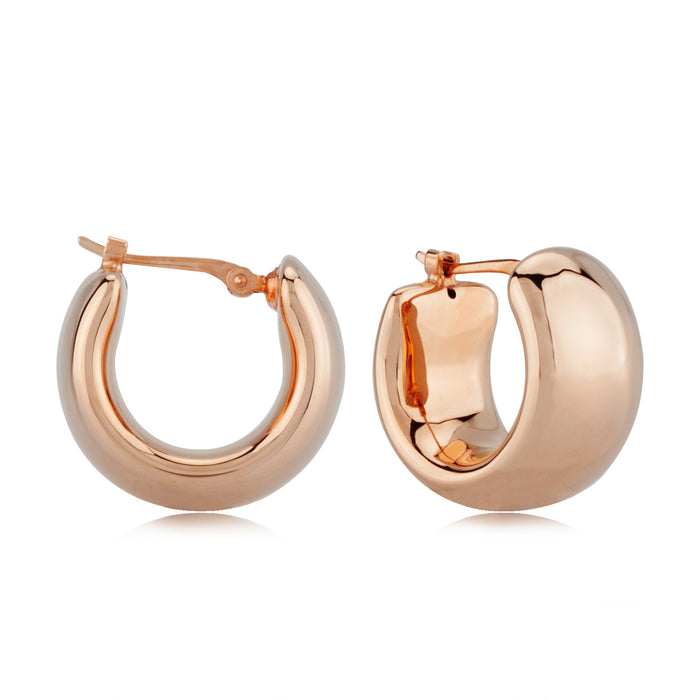 14k rose gold small wedding band pierced hoops earrings