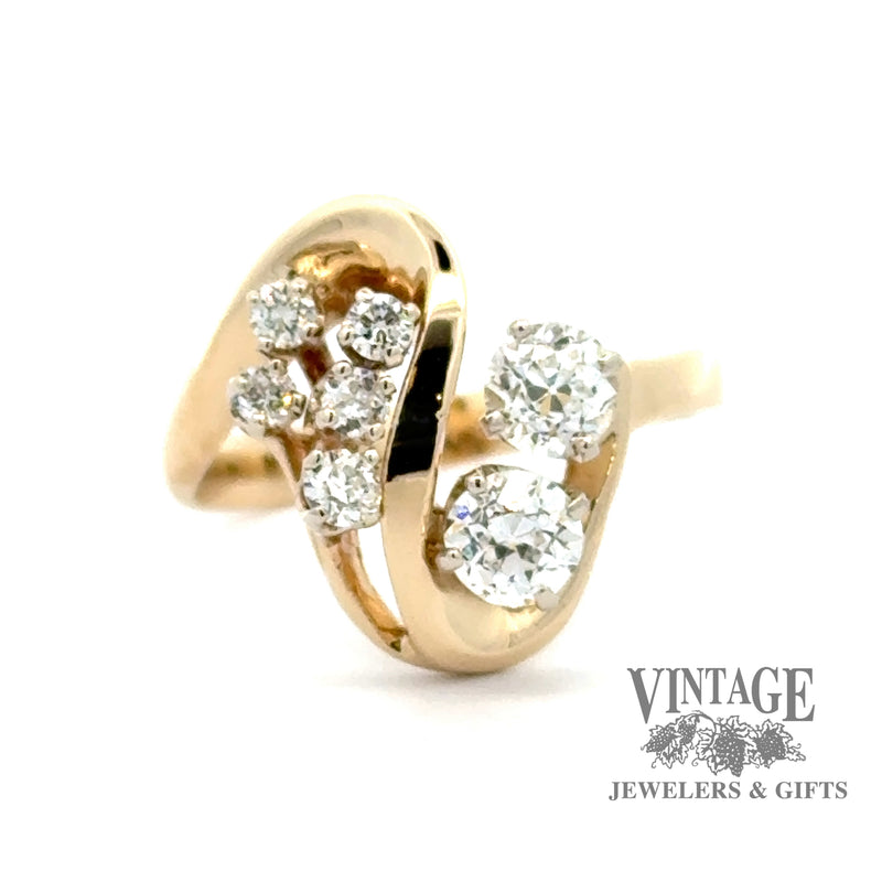 Freeform 1.05ctw diamond 14ky cluster ring