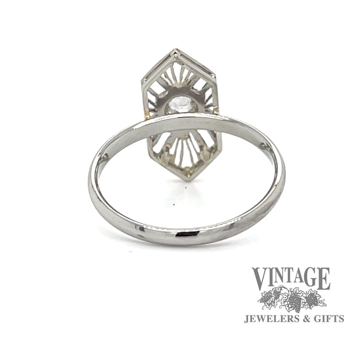 Vintage Hexagonal Ring in 18k White Gold BACK