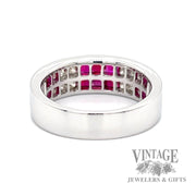 Ruby and diamond invisible set 14k white gold ring back