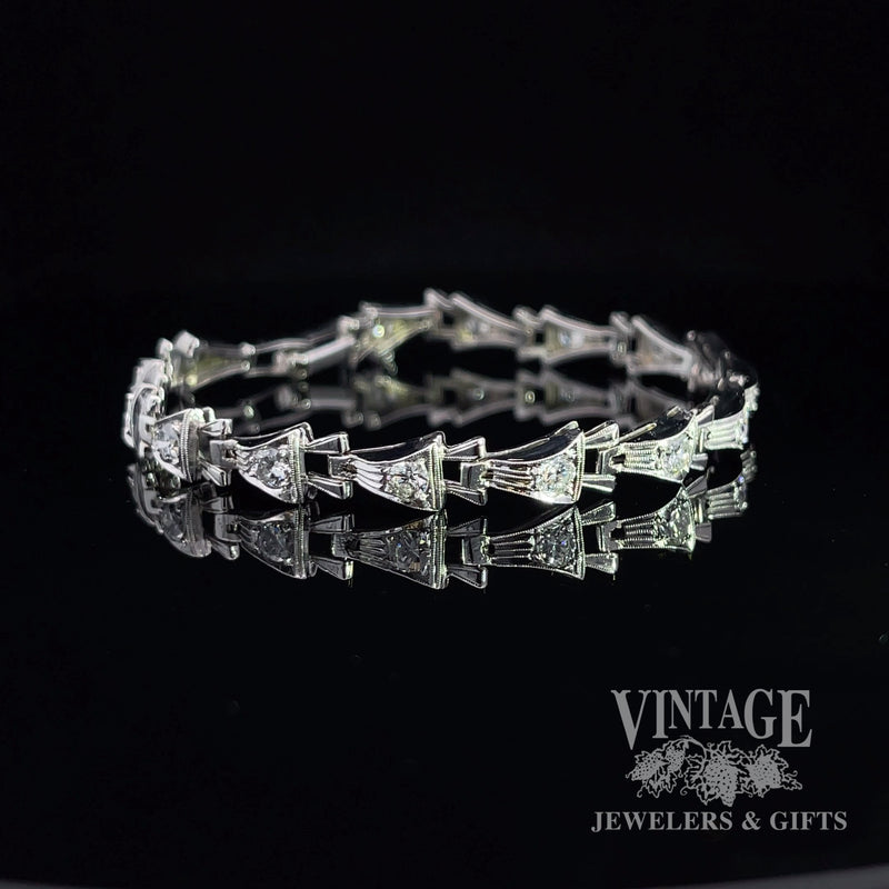Art deco 14KW gold and diamond bracelet top