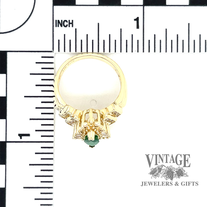 Marquise emerald and diamond 14ky gold ring scale
