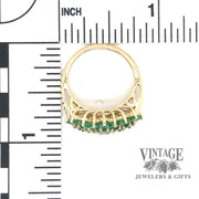 Emerald cluster 14ky gold ring scale