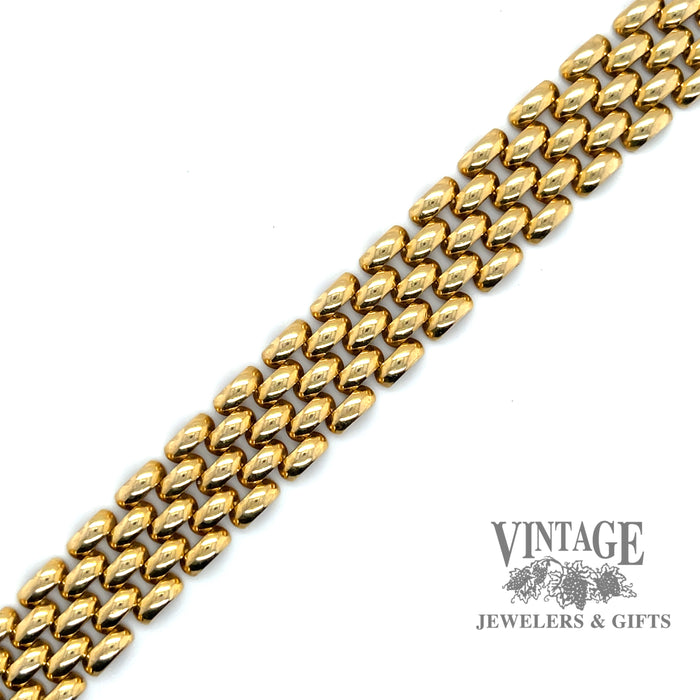 7” 18k gold wide link bracelet FLAT VIEW