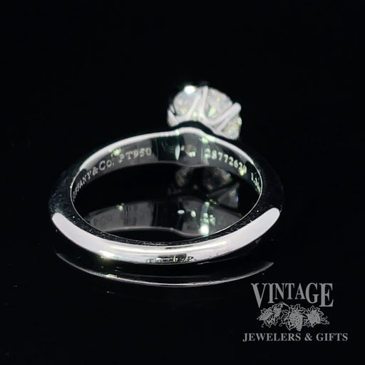 Estate Tiffany and Company platinum and diamond solitaire ring bottom.
