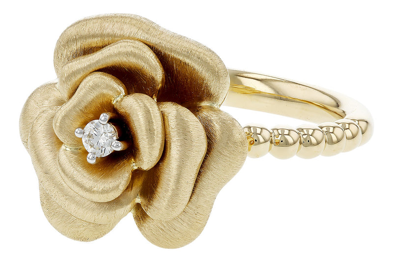 Diamond 14k gold rose ring