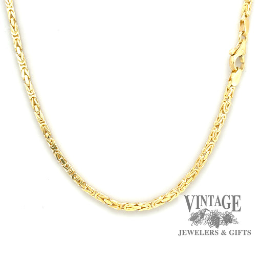 24” 14ky gold Byzantine link box chain necklace