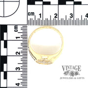 Two tone Leaf Ring in Wide 14k Ring SCALE