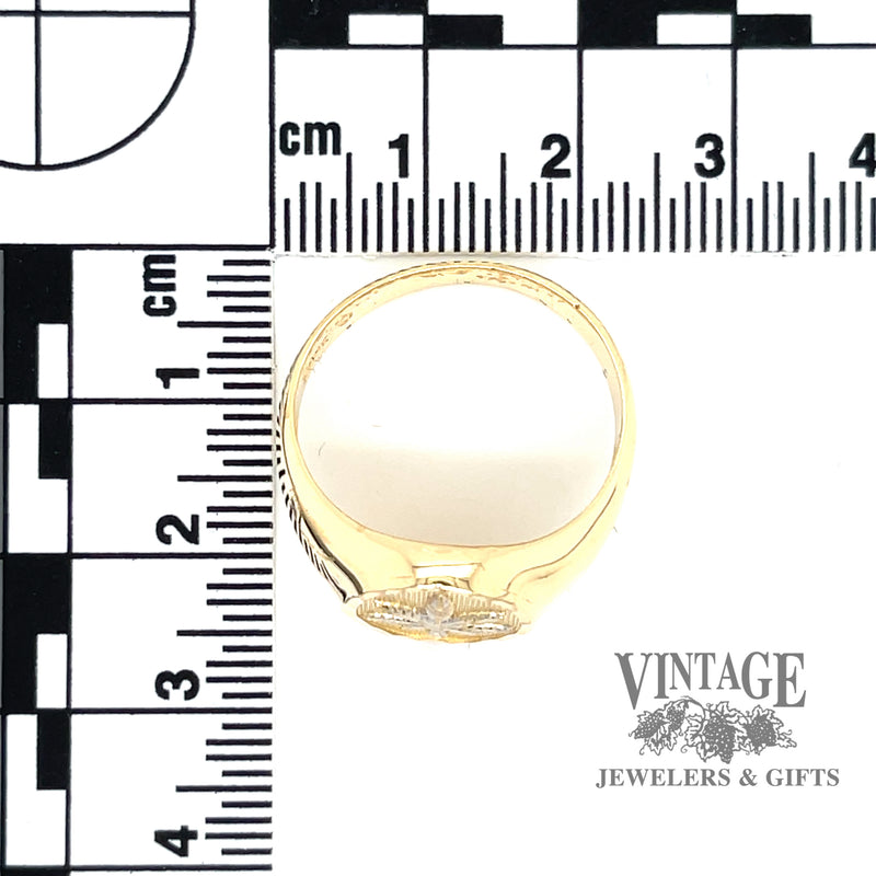 Two tone Leaf Ring in Wide 14k Ring SCALE