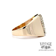 14ky gold 1ct Diamond cluster tapered ring, side view