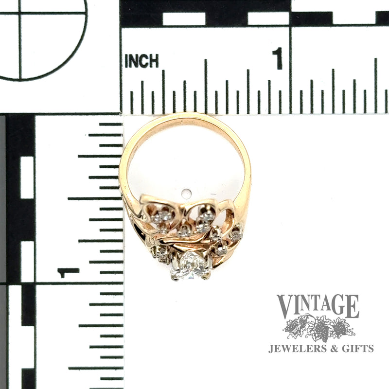 1.30 CTW Freeform natural diamond 14ky ring scale