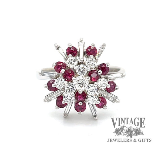 Ruby and diamond 14kw gold ballerina ring