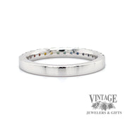 Rainbow sapphire 14kw gold ring stacker back