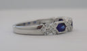 14kw gold .74ct Sapphire and diamond band ring, side view