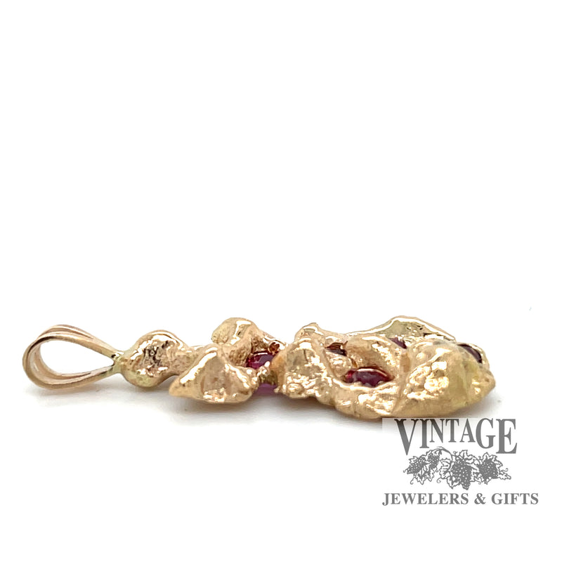 Nugget style Ruby Pendant in 14k yellow gold