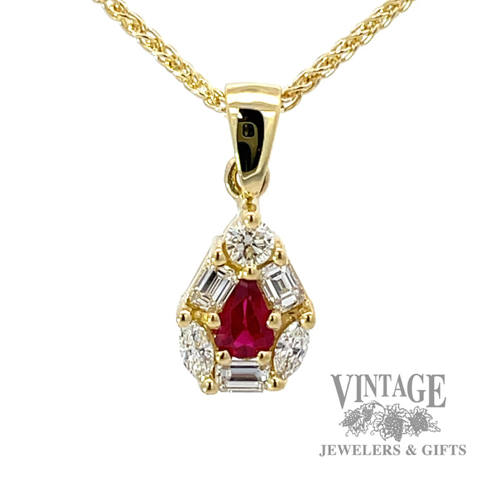 Ruby and diamond 18k gold pendant