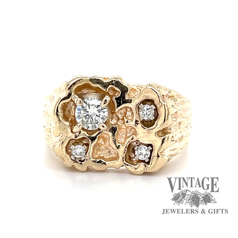 Organic Textured Diamond Ring in 14k FRONT