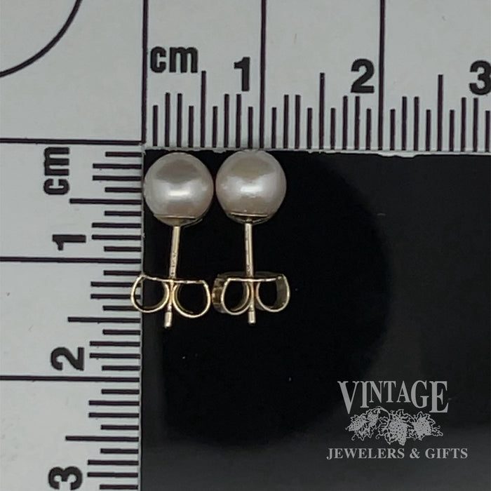 6 mm 14k gold akoya pearl stud earrings scale