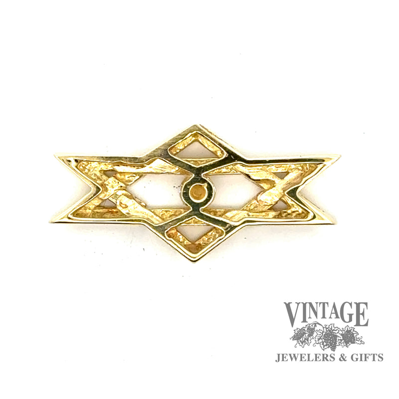 18ky gold elongated Star of David diamond pendant, backside