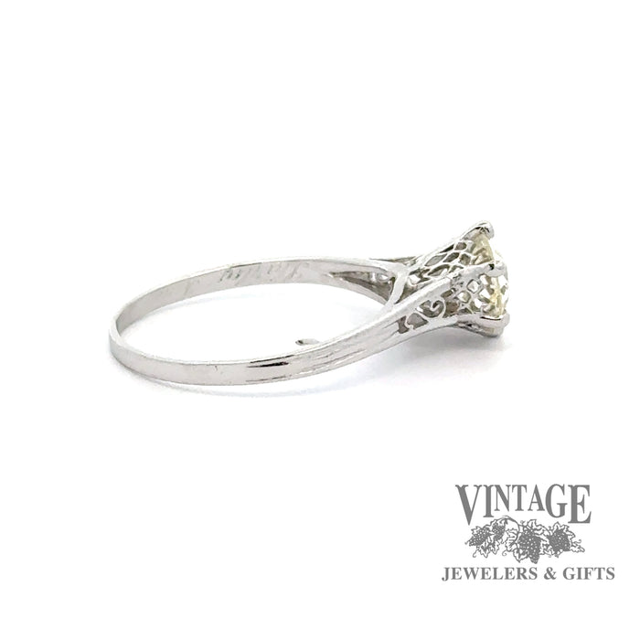 .98 carat antique platinum diamond solitaire ring