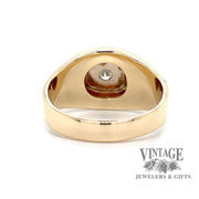 Diamond illusion head 14k gold signet ring bottom