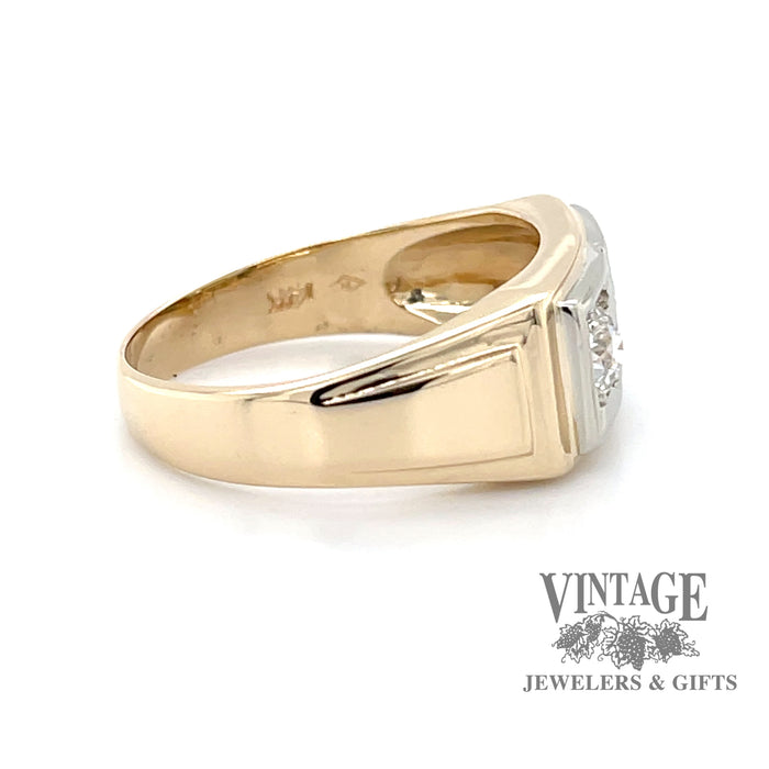 Vintage 14K Yellow Gold and Diamond Men's Art Deco Cocktail Anniversary Ring  - A&V Pawn