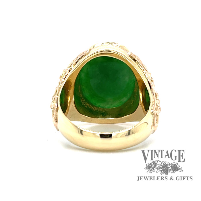 Vintage Floral Jadeite Ring in 14k BACK