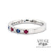 Red white and blue 14k white gold ring side