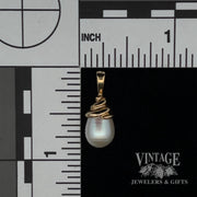 14k twisted teardrop pearl pendant scale