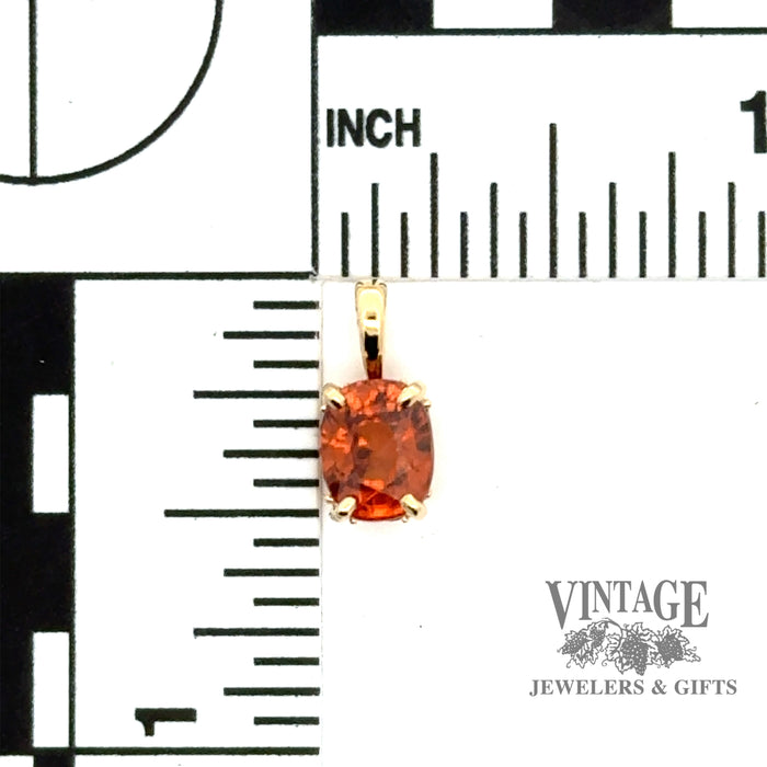 14 karat yellow gold 2.25ct orange hessonite garnet pendant with scale