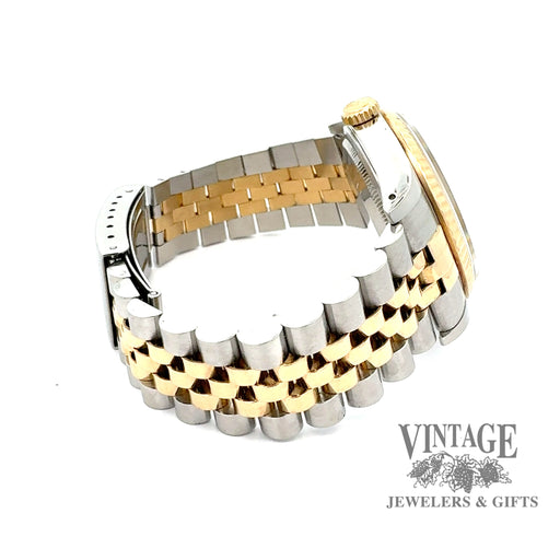 Mens pre-owned Rolex oyster perpetual datejust stainless steel and 18k gold watch, side view