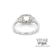 Illusion center 14kw gold and diamond hand engraved ring bottom