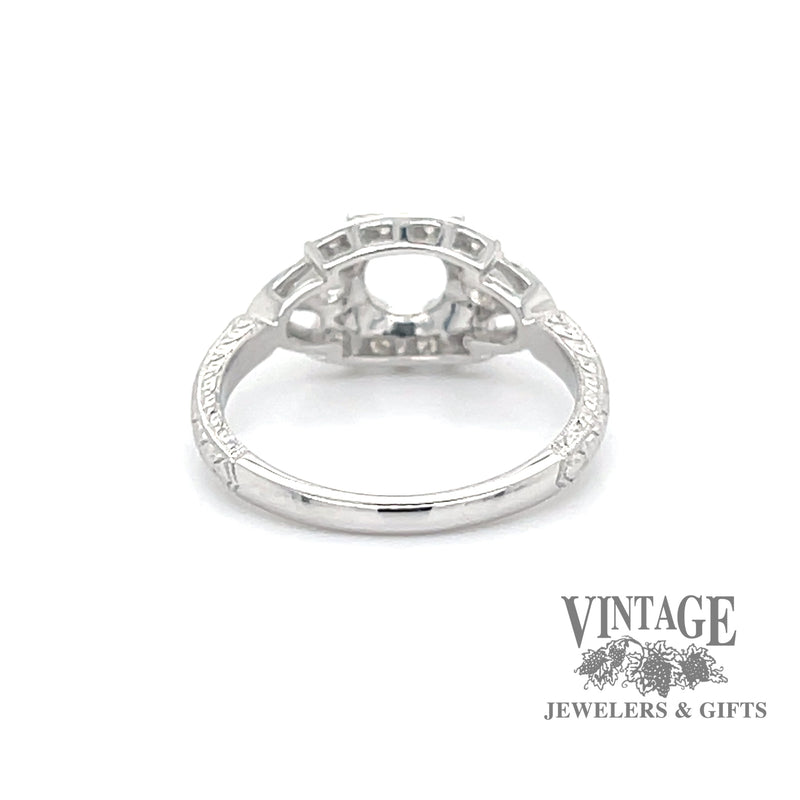 Illusion center 14kw gold and diamond hand engraved ring bottom