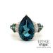 10ky gold London blue pear shaped and diamond ring